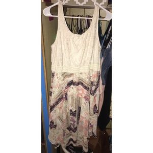 Eggshell High Low Dress with Accented Skirt